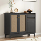 Minimalist Adjustable Shelves Rattan Sideboard with Drawers