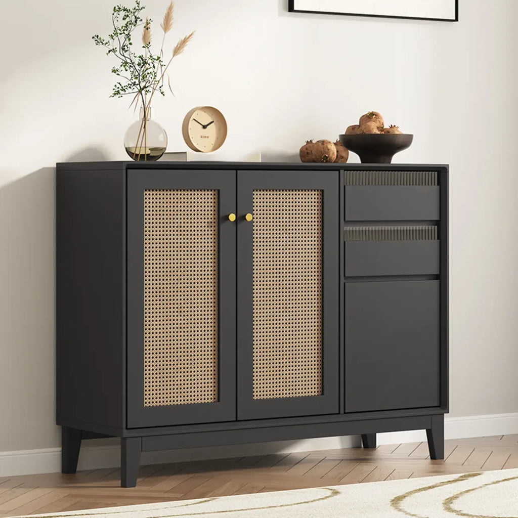 Minimalist Adjustable Shelves Rattan Sideboard with Drawers