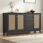 Minimalist Adjustable Shelves Rattan Sideboard with Drawers