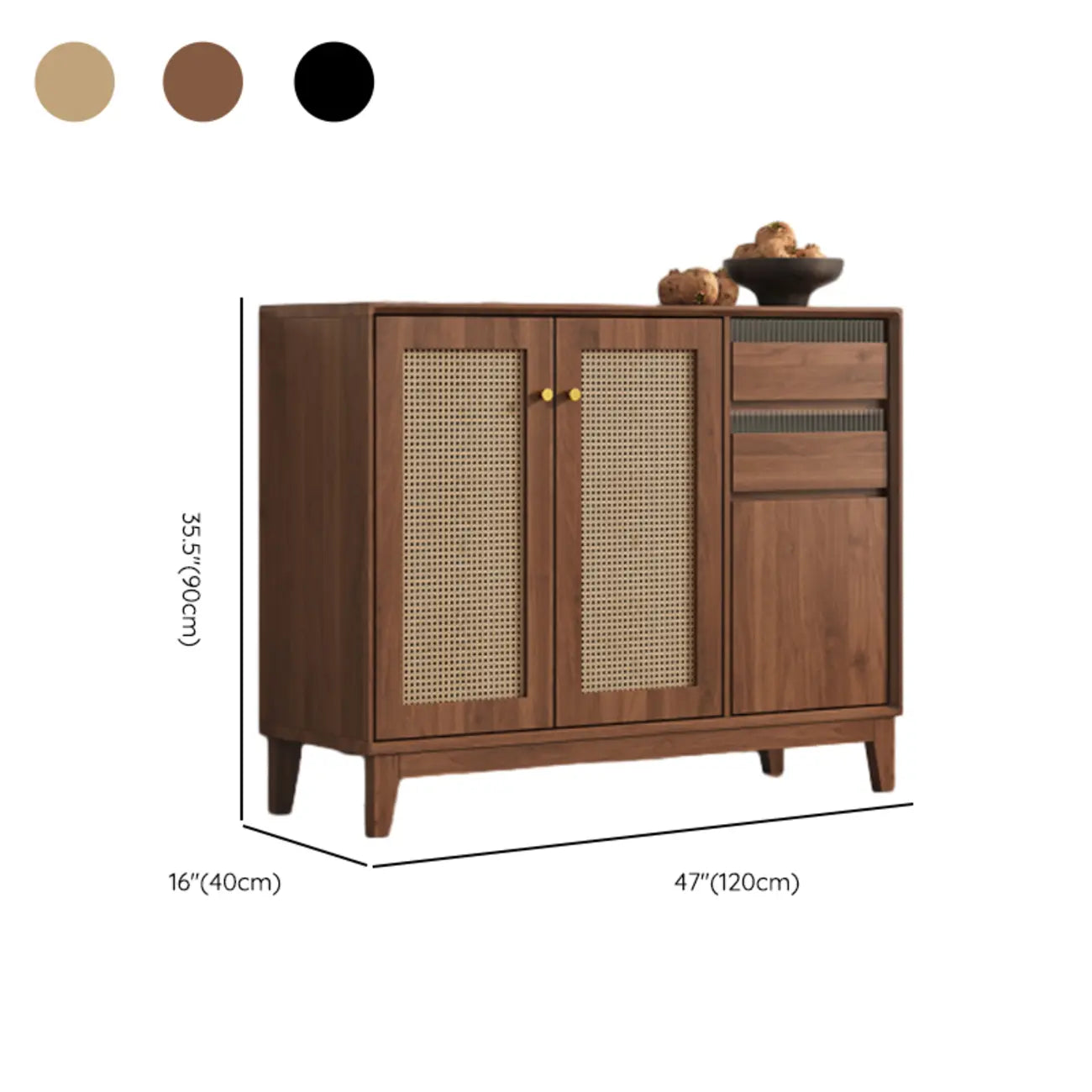 Minimalist Adjustable Shelves Rattan Sideboard with Drawers