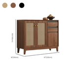 Minimalist Adjustable Shelves Rattan Sideboard with Drawers