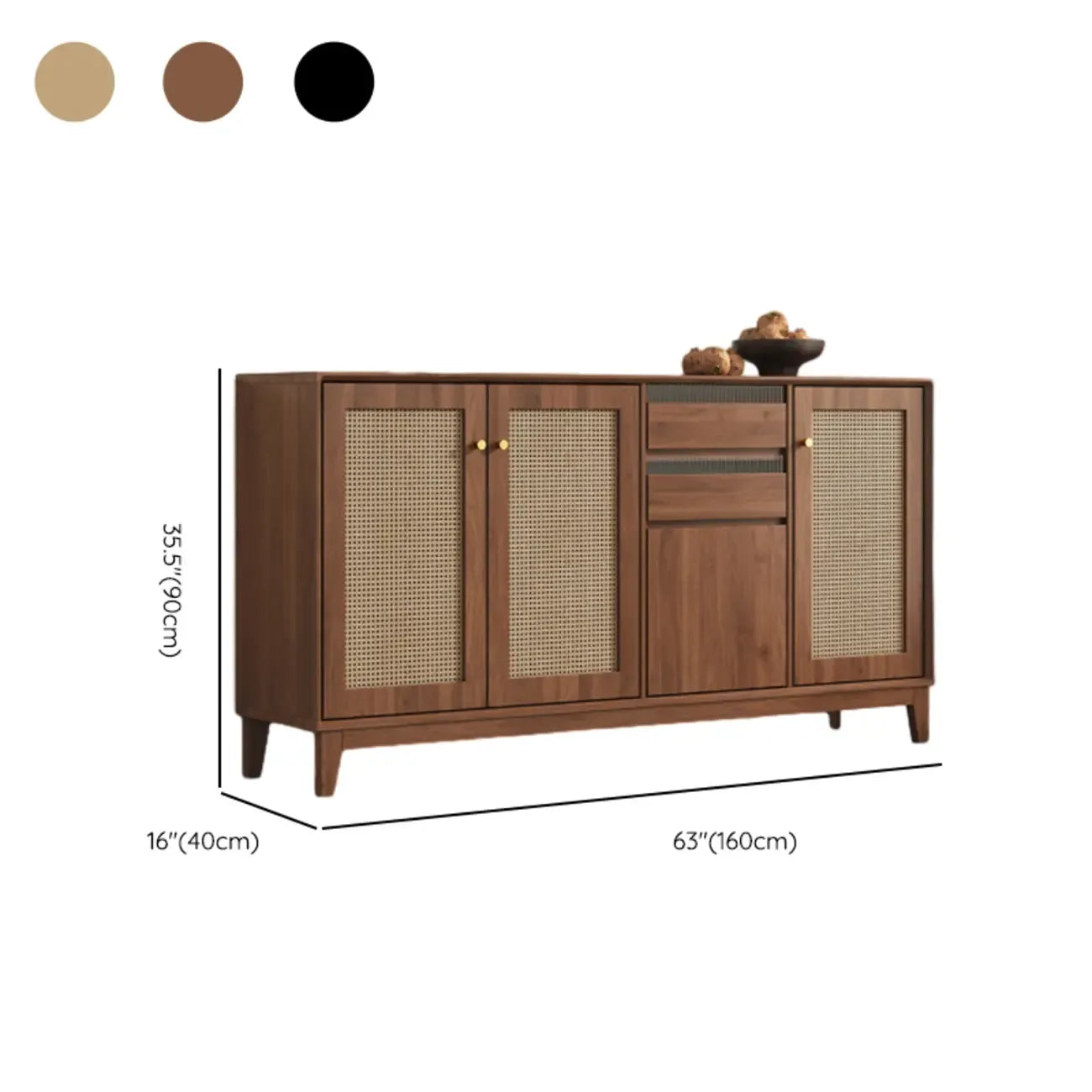 Minimalist Adjustable Shelves Rattan Sideboard with Drawers