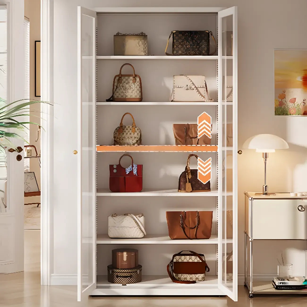Minimalist Adjustable Wooden Glass Door Curio Cabinet
