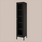Minimalist Adjustable Wooden Glass Door Curio Cabinet