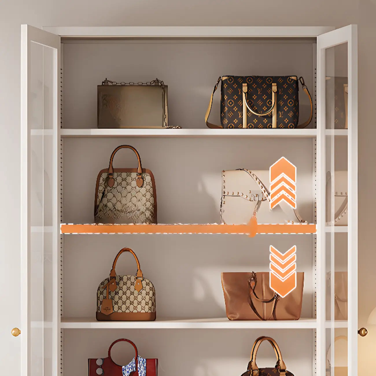 Minimalist Adjustable Wooden Glass Door Curio Cabinet