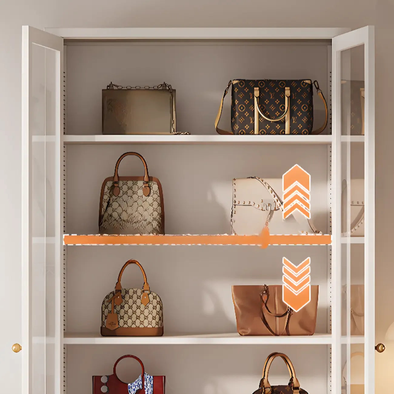 Minimalist Adjustable Wooden Glass Door Curio Cabinet