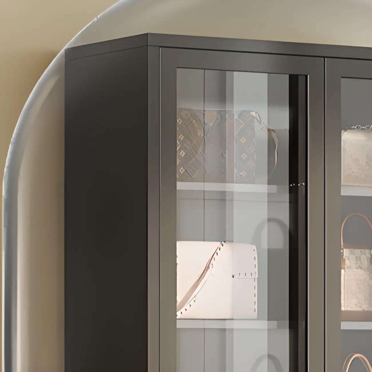 Minimalist Adjustable Wooden Glass Door Curio Cabinet