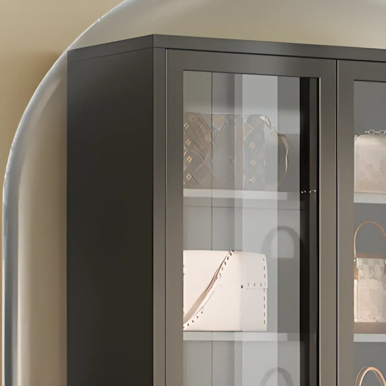 Minimalist Adjustable Wooden Glass Door Curio Cabinet
