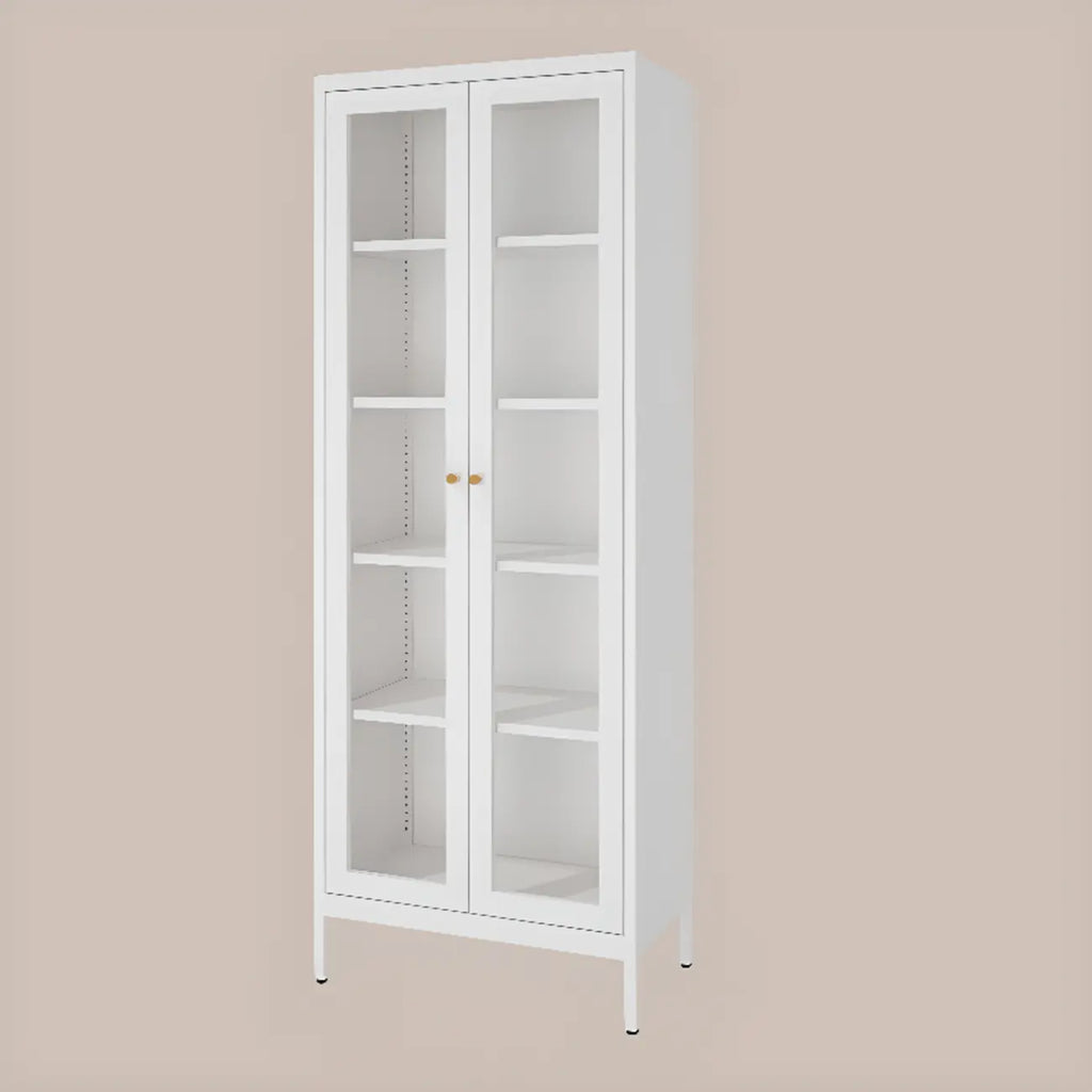 Minimalist Adjustable Wooden Glass Door Curio Cabinet