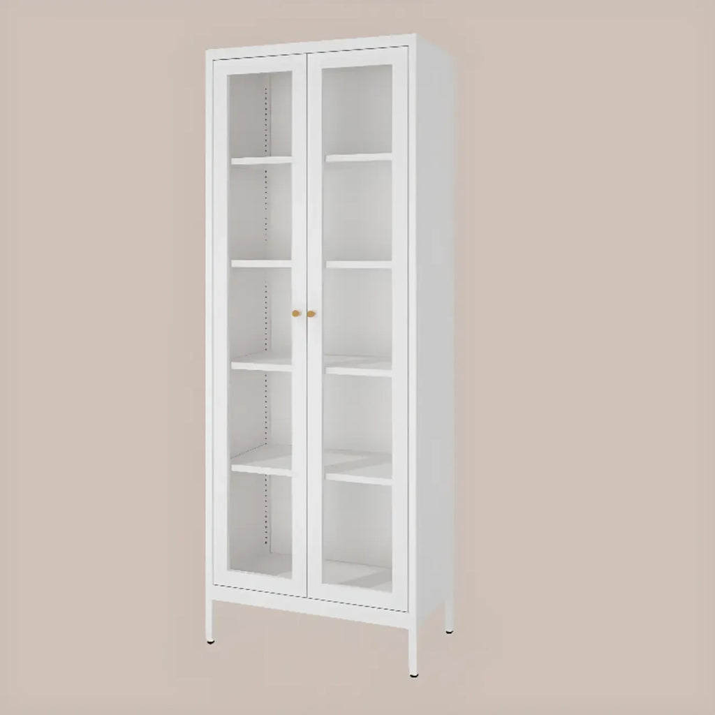 Minimalist Adjustable Wooden Glass Door Curio Cabinet