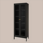 Minimalist Adjustable Wooden Glass Door Curio Cabinet