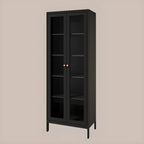 Minimalist Adjustable Wooden Glass Door Curio Cabinet