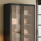 Minimalist Adjustable Wooden Glass Door Curio Cabinet