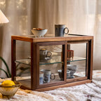Small Wooden Glass Display Curio Cabinet Tableytop