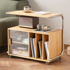 Flexible Wooden Metal Mobile Side Table with Storage