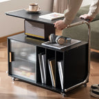 Flexible Wooden Metal Mobile Side Table with Storage