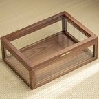 Wooden Tabletop Display Cabinet Glass Doors