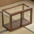 Wooden Tabletop Display Cabinet Glass Doors