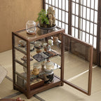 Wooden Tabletop Display Cabinet Glass Doors