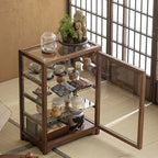Wooden Tabletop Display Cabinet Glass Doors
