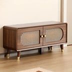 Bohemian Slim Brown Drop-Front Wood Shoe Cabinet