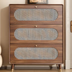 Bohemian Slim Brown Drop-Front Wood Shoe Cabinet