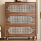 Bohemian Slim Brown Drop-Front Wood Shoe Cabinet