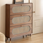 Bohemian Slim Brown Drop-Front Wood Shoe Cabinet