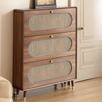 Bohemian Slim Brown Drop-Front Wood Shoe Cabinet