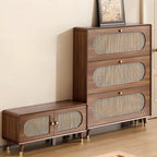 Bohemian Slim Brown Drop-Front Wood Shoe Cabinet