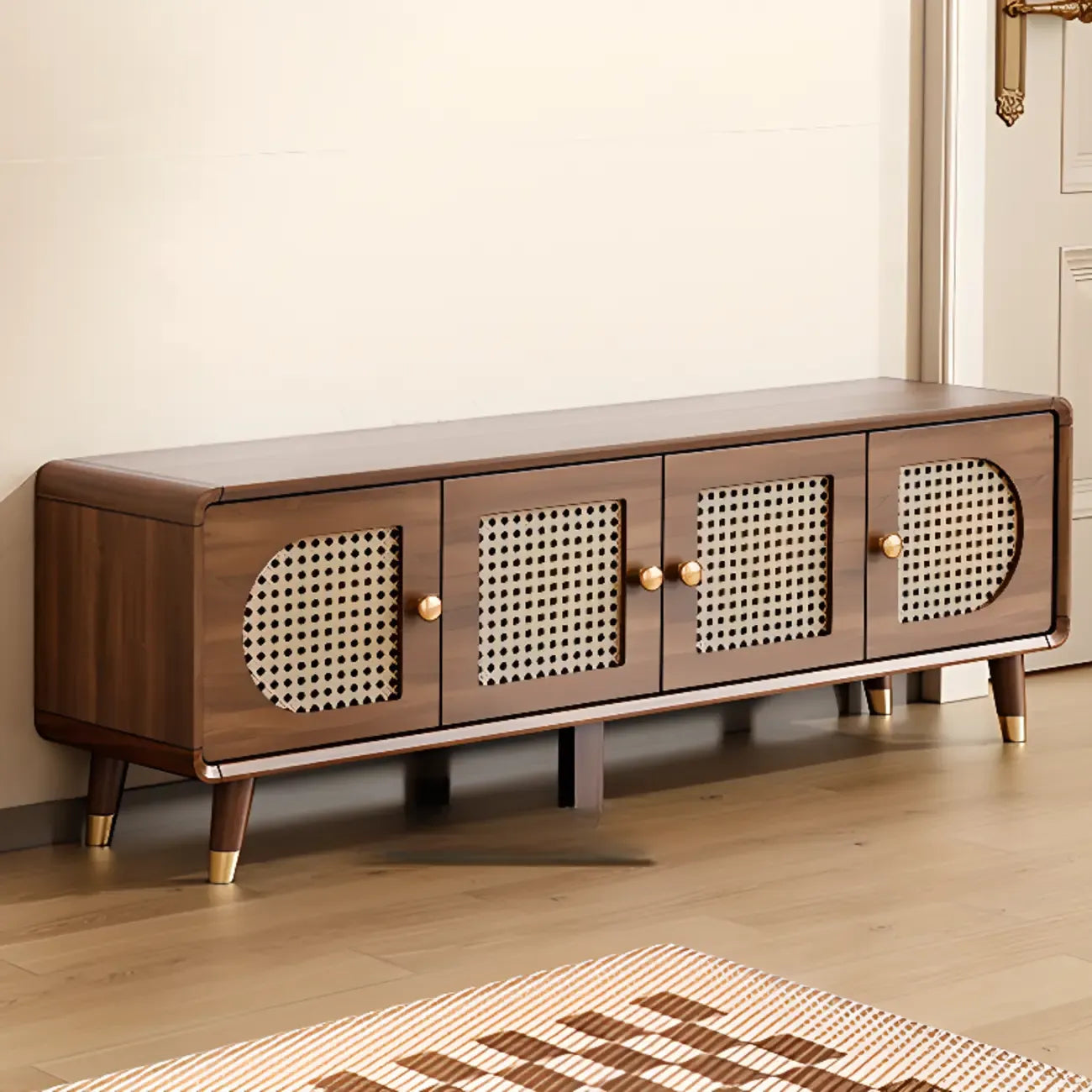 Bohemian Slim Brown Drop-Front Wood Shoe Cabinet