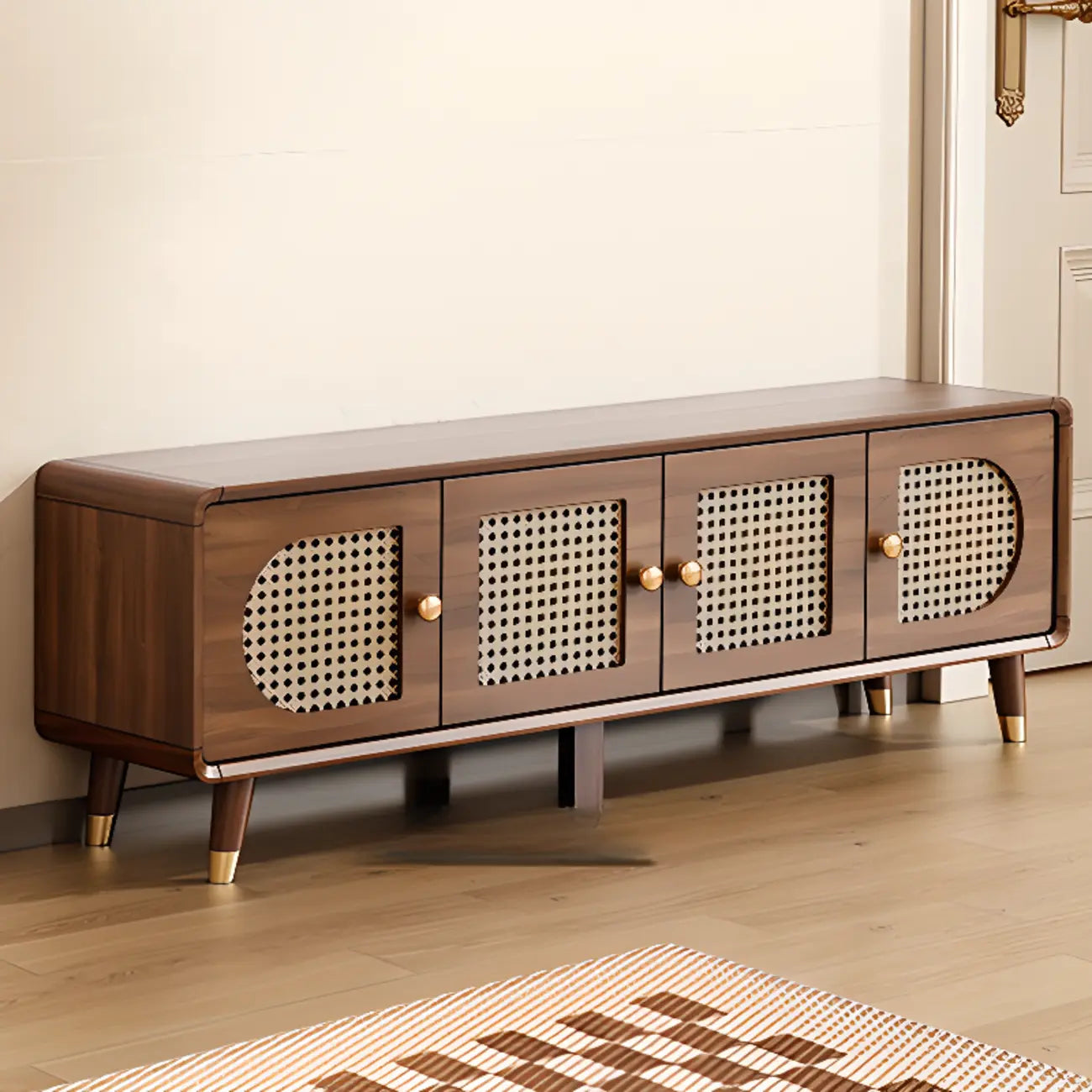 Bohemian Slim Brown Drop-Front Wood Shoe Cabinet