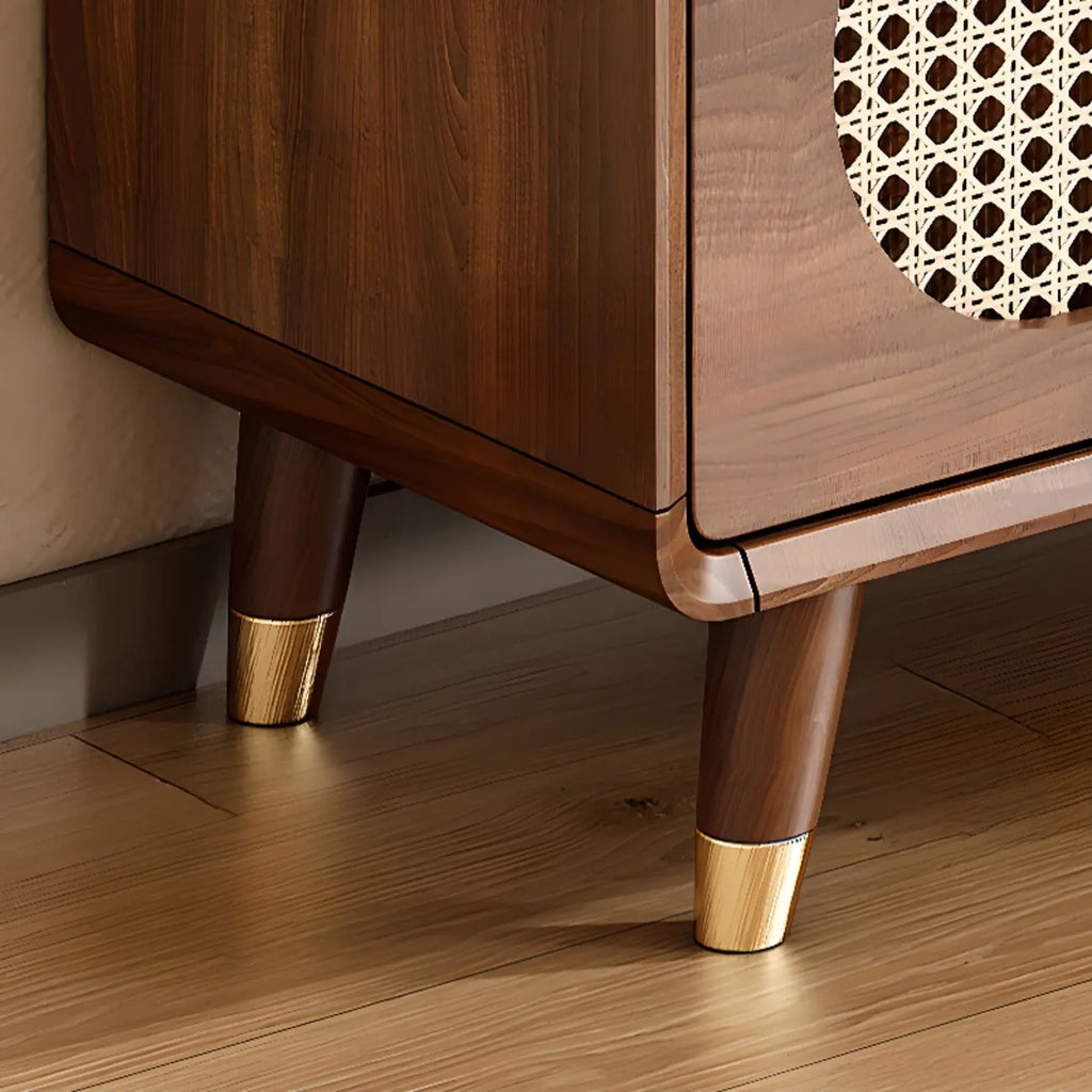 Bohemian Slim Brown Drop-Front Wood Shoe Cabinet