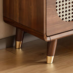 Bohemian Slim Brown Drop-Front Wood Shoe Cabinet