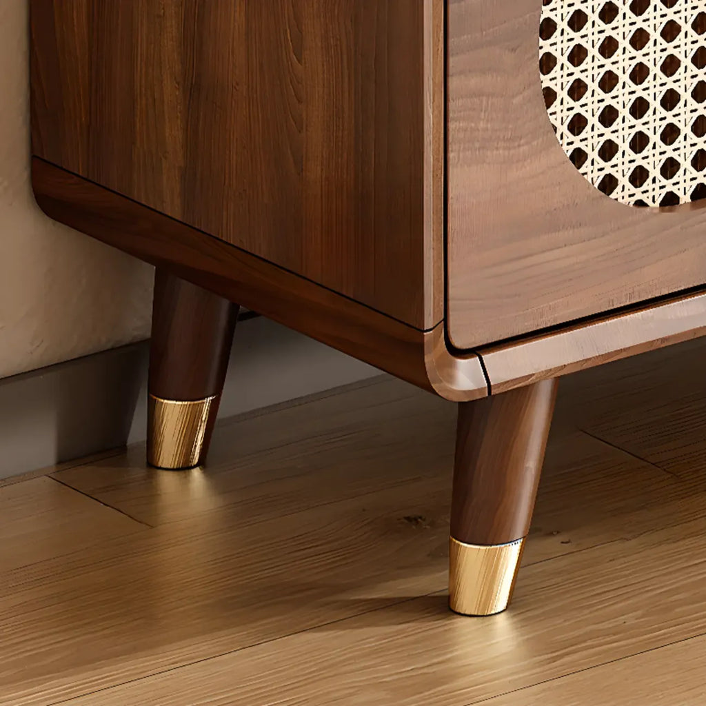 Bohemian Slim Brown Drop-Front Wood Shoe Cabinet