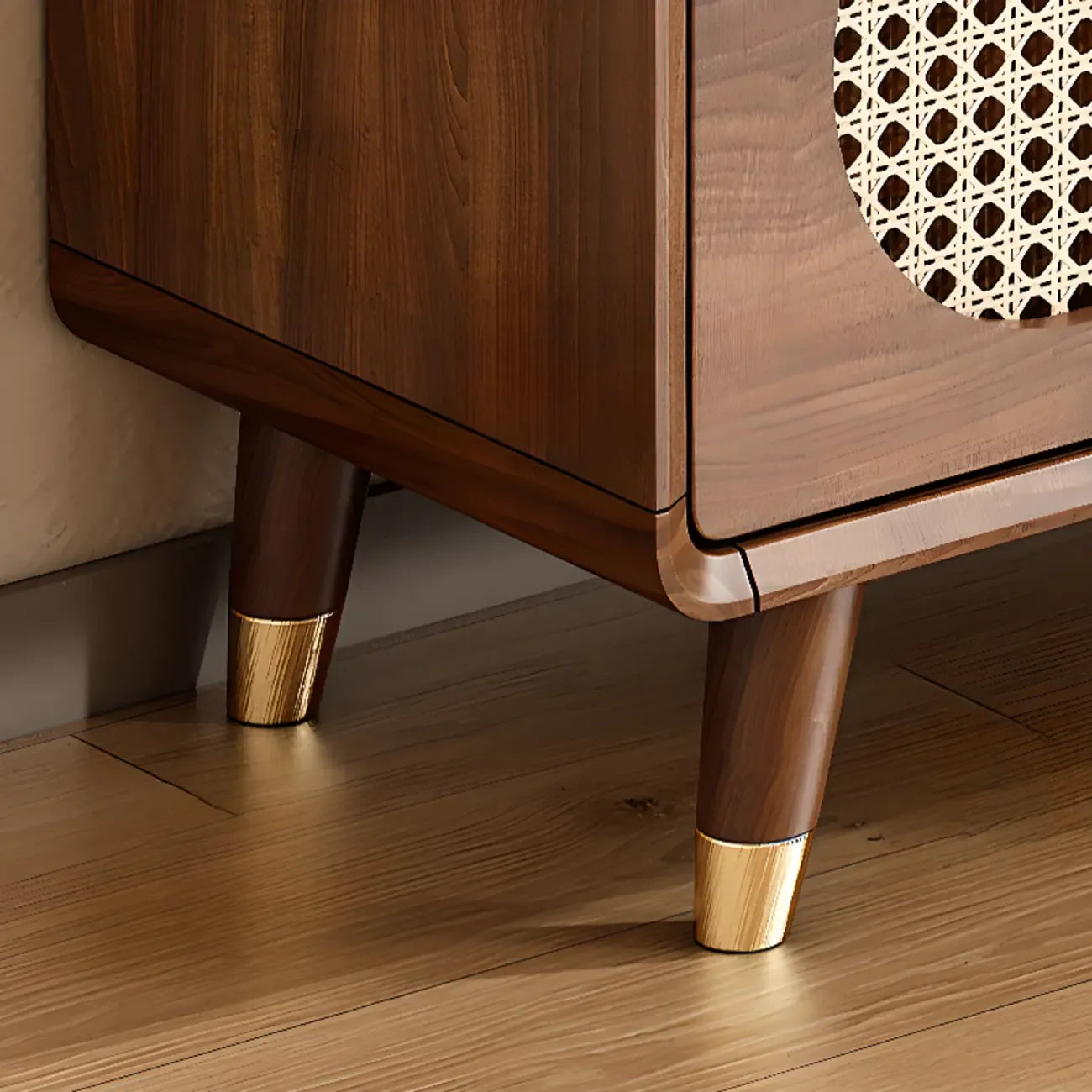 Bohemian Slim Brown Drop-Front Wood Shoe Cabinet