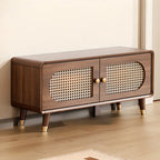 Bohemian Slim Brown Drop-Front Wood Shoe Cabinet