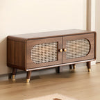 Bohemian Slim Brown Drop-Front Wood Shoe Cabinet