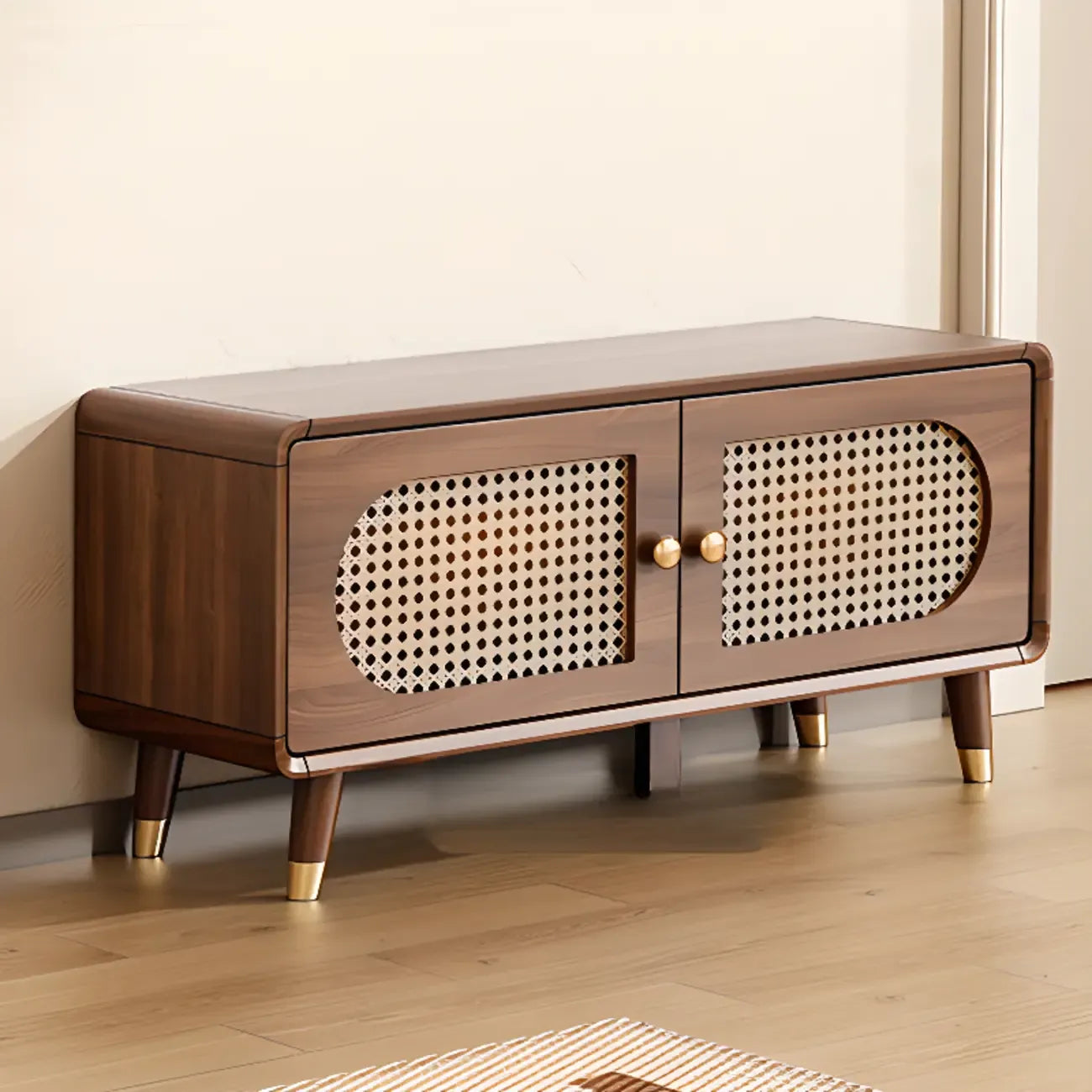 Bohemian Slim Brown Drop-Front Wood Shoe Cabinet