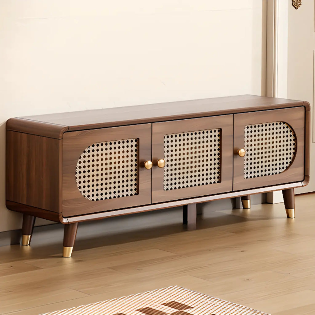 Bohemian Slim Brown Drop-Front Wood Shoe Cabinet