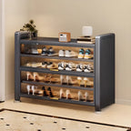 Adjustable Flip-up Door Gun Gray Metal Storage Shoe Rack