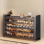 Adjustable Flip-up Door Gun Gray Metal Storage Shoe Rack