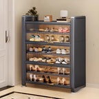 Adjustable Flip-up Door Gun Gray Metal Storage Shoe Rack