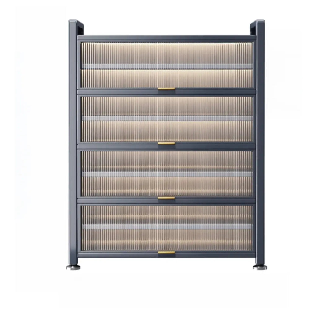Adjustable Flip-up Door Gun Gray Metal Storage Shoe Rack