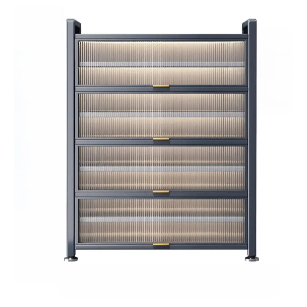 Adjustable Flip-up Door Gun Gray Metal Storage Shoe Rack