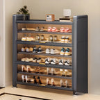 Adjustable Flip-up Door Gun Gray Metal Storage Shoe Rack