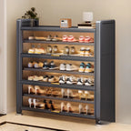 Adjustable Flip-up Door Gun Gray Metal Storage Shoe Rack