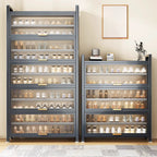 Adjustable Flip-up Door Gun Gray Metal Storage Shoe Rack