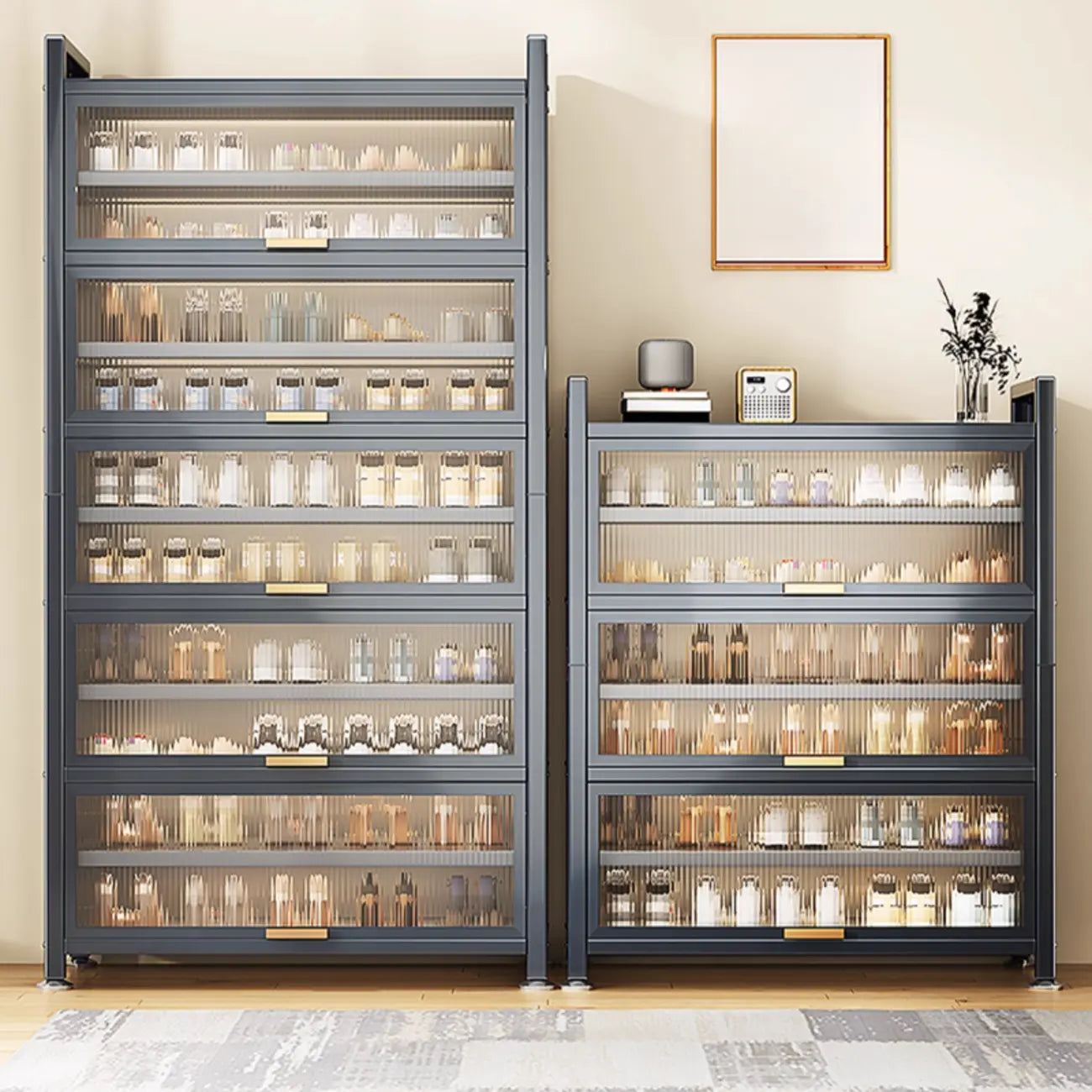 Adjustable Flip-up Door Gun Gray Metal Storage Shoe Rack