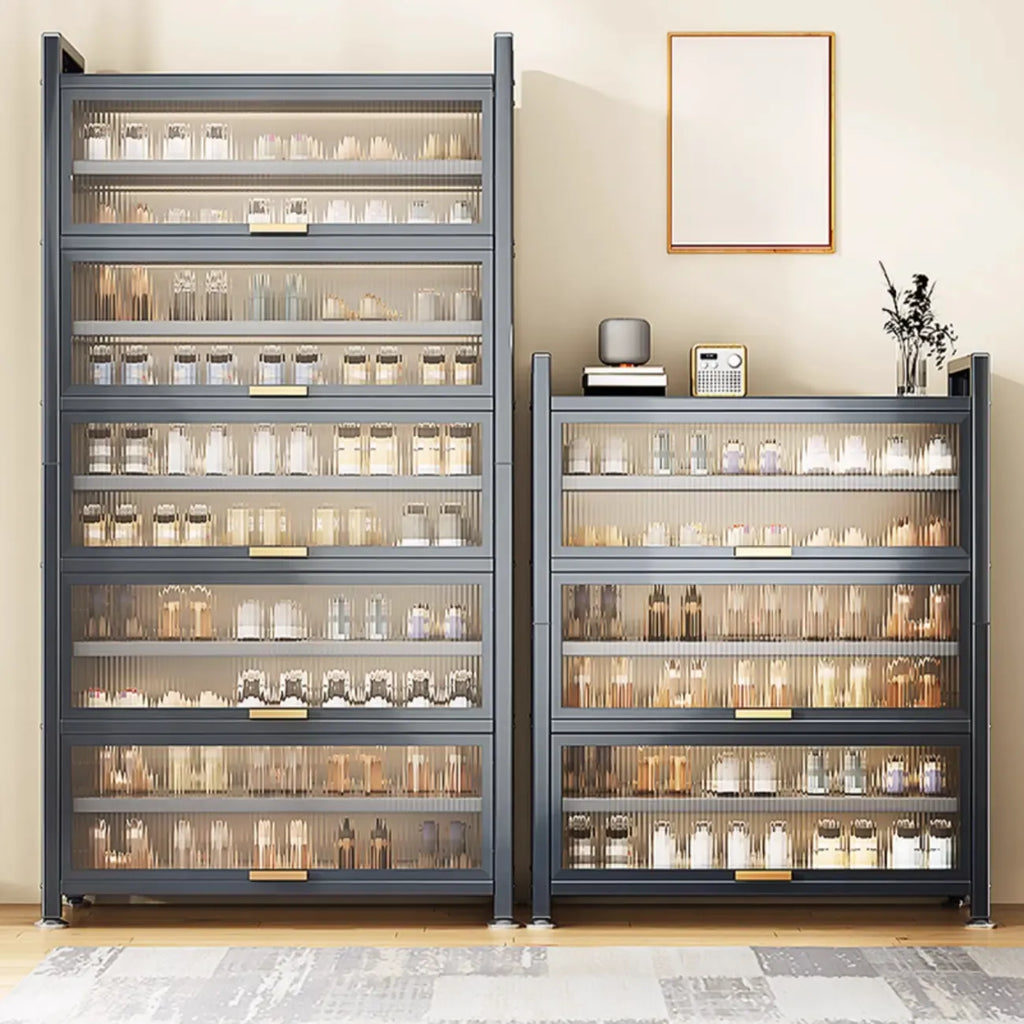 Adjustable Flip-up Door Gun Gray Metal Storage Shoe Rack
